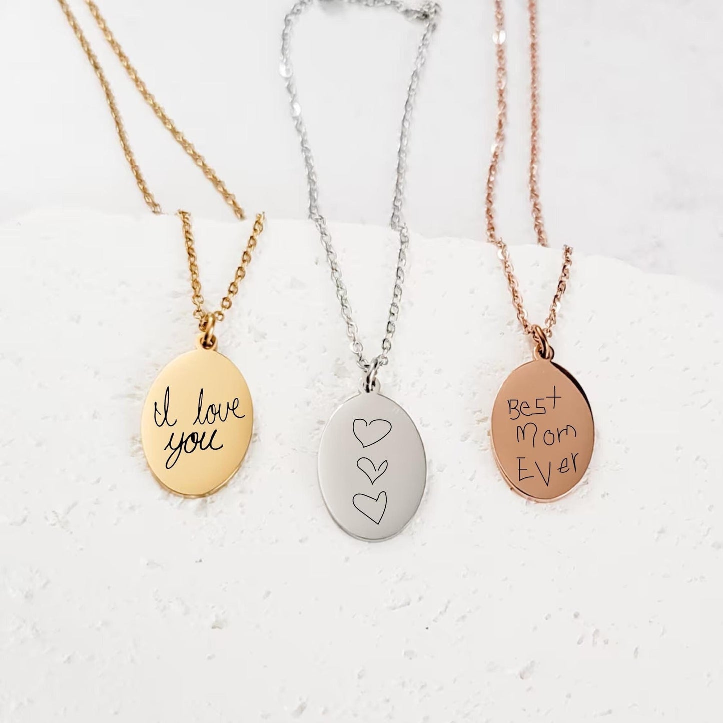 engraved kids drawing necklace, kids heart drawing necklace, mom gift from kids