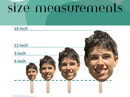 Custom Cutout Big Face Stick, Hand-Hold Fun Face, Graduation face, Party Fun, Personalized Big Head, Real Life Size Cardboard Contour Cuts