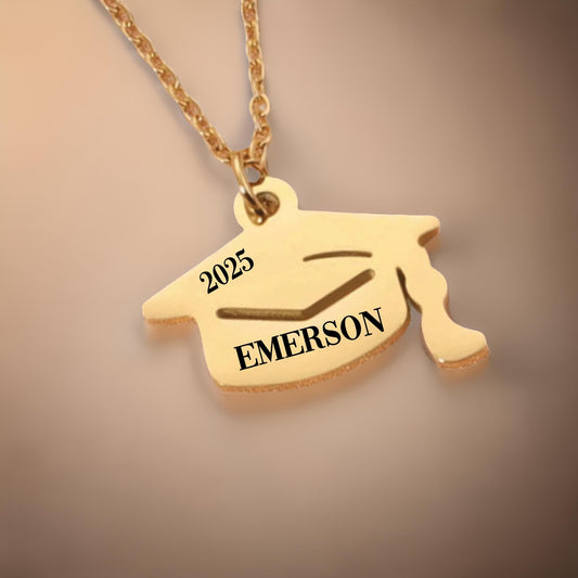 Personalized graduation necklace, grad name necklace, graduation cap necklace, 2025 graduate gift, 2025 graduation necklace, senior gift