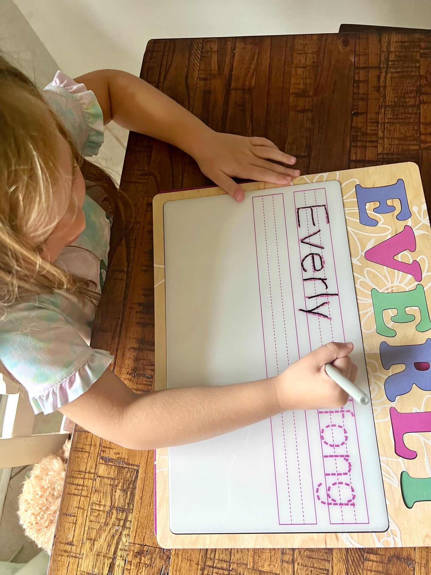 Personalized name puzzle and name writing board - Wildflower design