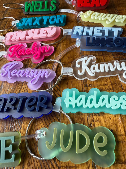 Modern name bag tag, aesthetic name tag, Custom Transparent Acrylic Bag Tag – Personalized Name Tag for Backpacks, Sports Bags & Travel