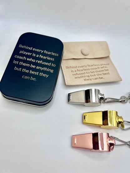 Personalized whistle, gold whistle, engraved whistle, coach whistle, coach gift, football coach gift, coach gift ideas, bag or box included