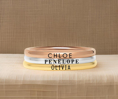 Custom engraved dainty ring, stainless steel engraved name ring, Dainty Stacking Name Ring Delicate Minimalist Personalized Name Ring