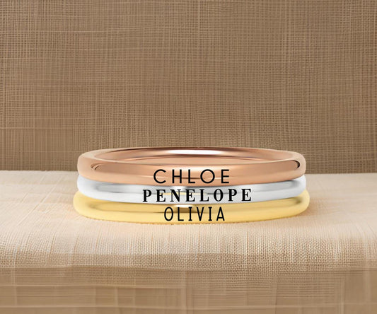 Custom engraved dainty ring, stainless steel engraved name ring, Dainty Stacking Name Ring Delicate Minimalist Personalized Name Ring