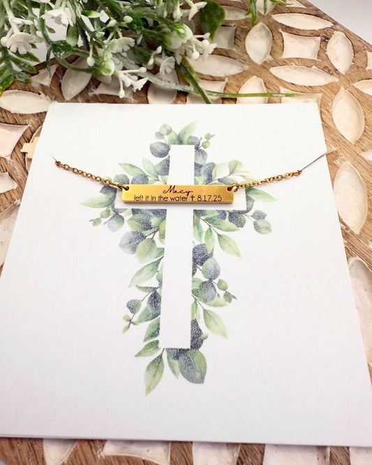 Personalized baptism necklace, Christian jewelry, Bible verse jewelry, horizontal bar necklace, Christmas gift