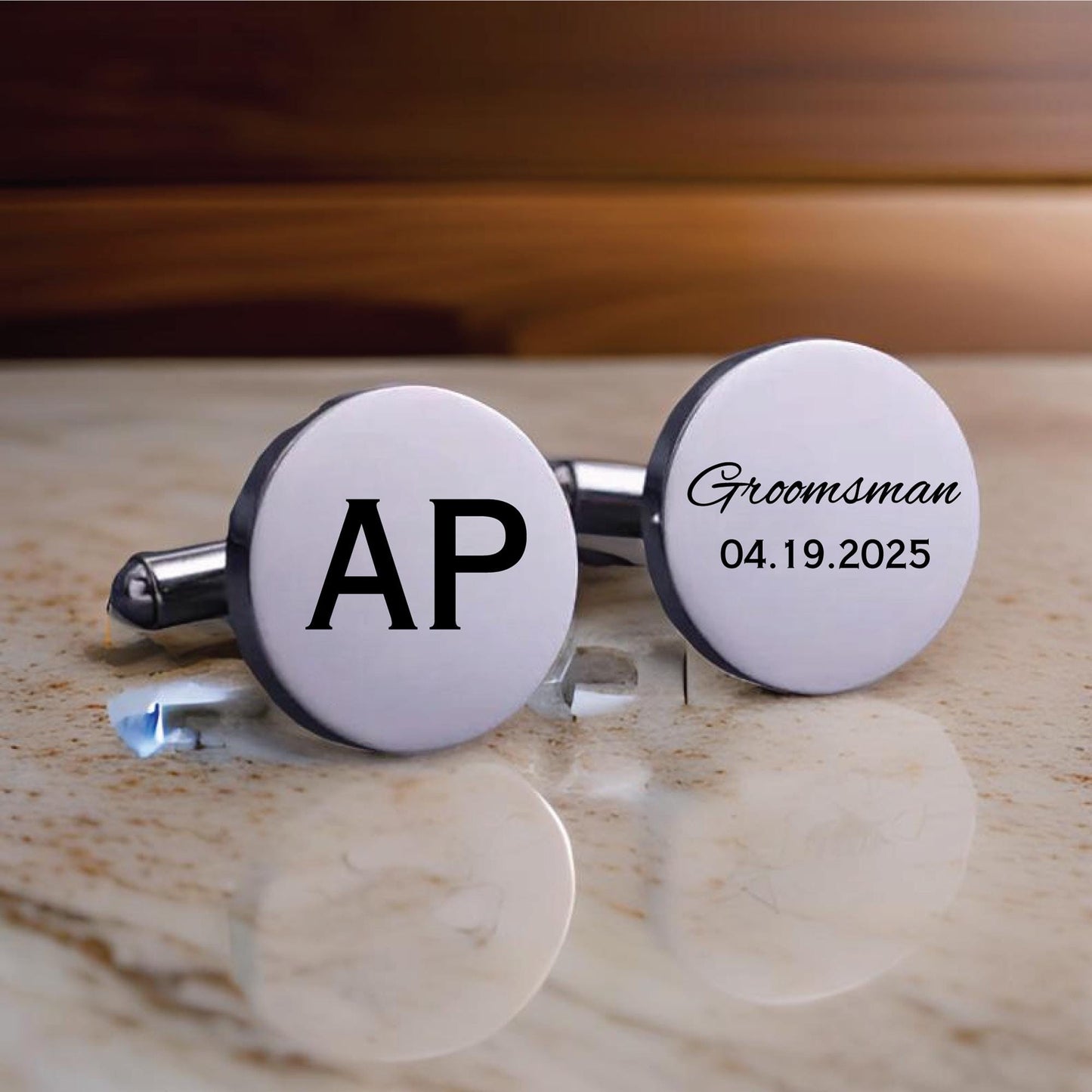 Custom Engraved Cufflinks for Groom | Personalized Text or Handwritten Message | Unique Groom Gift for Wedding Day