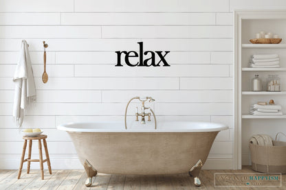 Relax wood sign, bathtub sign, bathtub decor, room decor, home decor, custom wood sign, home inspiration, wall decor, fully customizable