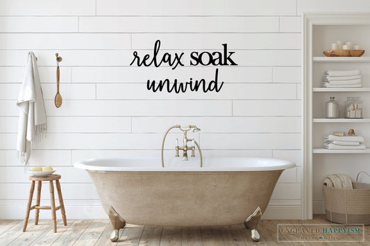 relax soak unwind wood sign, room decor, home decor, custom get naked sign, home inspiration, wall decor, fully customizable, bathtub decor
