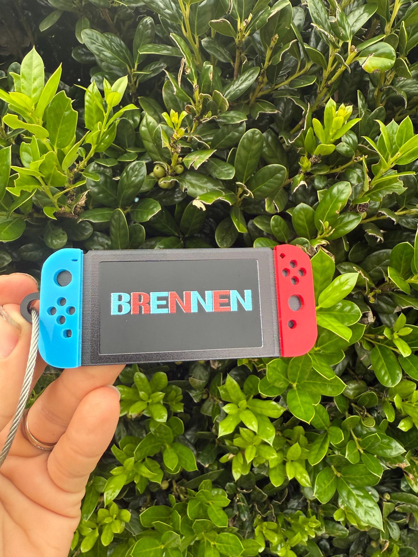 Custom Handheld Gaming Console Acrylic Bag Tag – Red & Blue Video Game-Inspired Name Tag for Backpacks, Sports Bags and Travel