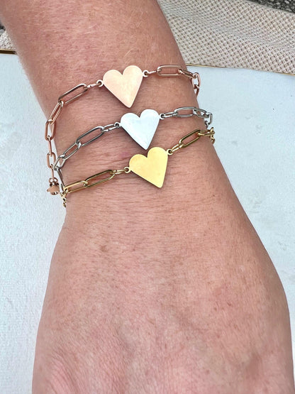 Paperclip heart bracelet, Christmas gift idea, Personalized engraved name heart bracelet