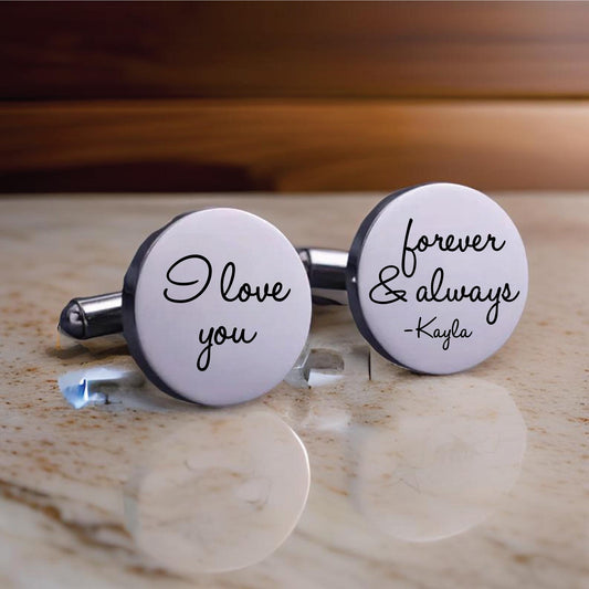 Custom Engraved Cufflinks for Groom | Personalized Text or Handwritten Message | Unique Groom Gift for Wedding Day