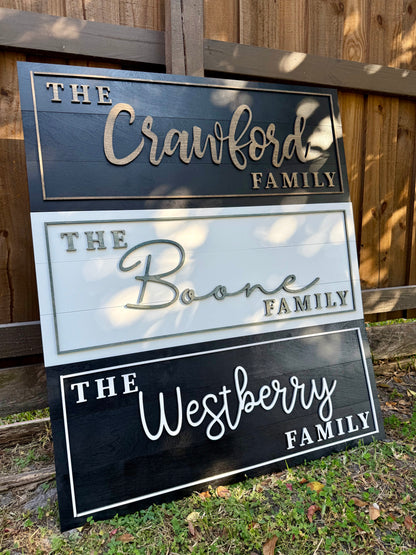 Custom Wooden Family Name Sign – 3D Layered Birch Wood | Multiple Sizes & Colors