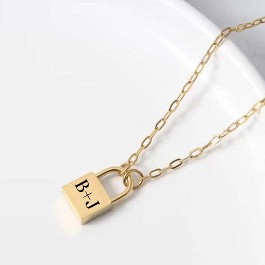 Personalized lock necklace, minimalist jewelry, petite lock necklace