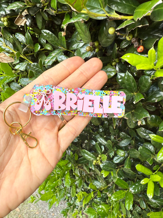 Custom Dance Bag Tag | Personalized Glitter Ballet Shoes Keychain