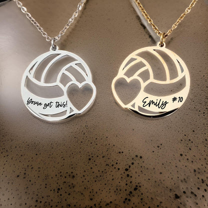Engraved volleyball necklace, personalized volleyball necklace, custom volleyball jewelry, volleyball player gift, volleyball inspiration