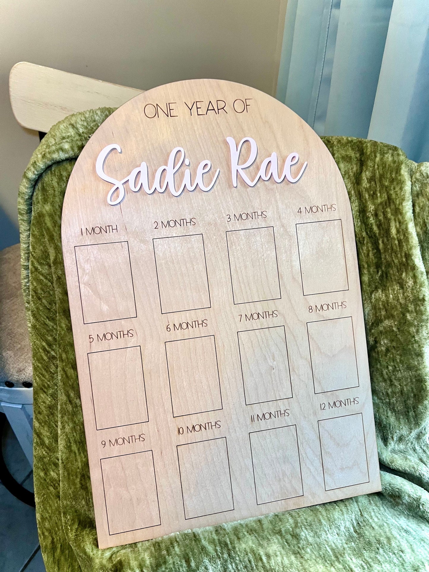 My First Year One Year of Photo Board Wooden Milestone Board 1st Birthday Milestone Board First Birthday Decorations 12 Months Photo