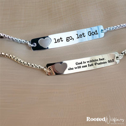 Personalized bracelet, Christian bracelet, let go, let God bracelet, Christian gift, Christian gifts for women, God is within her bracelet