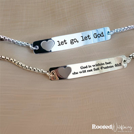 Personalized bracelet, Christian bracelet, let go, let God bracelet, Christian gift, Christian gifts for women, God is within her bracelet
