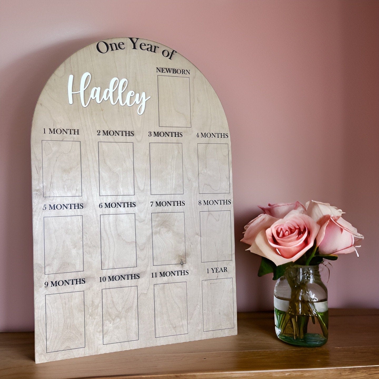My First Year One Year of Photo Board Wooden Milestone Board 1st Birthday Milestone Board First Birthday Decorations 12 Months Photo