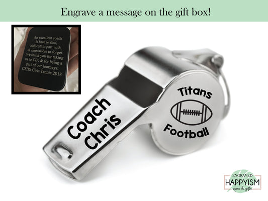 Engraved Football Whistle, Coach Gift, Engraved Coach Whistle, Name Engraved on Whistle, Coach Gift , Basketball, Baseball, Soccer football