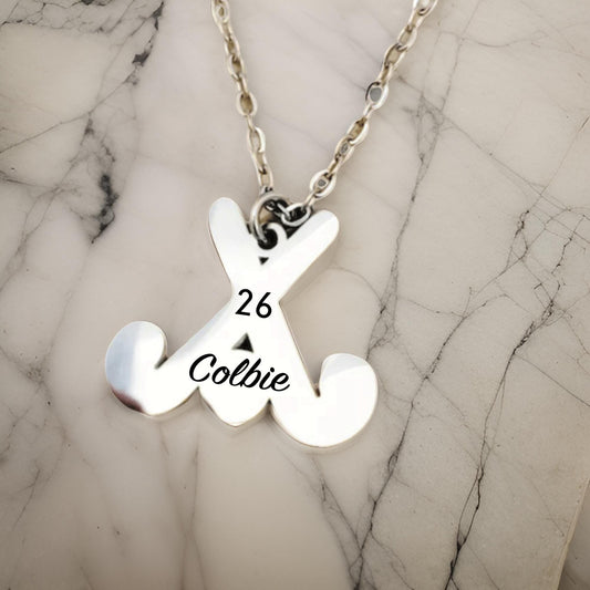 Personalized hockey necklace, engraved field hockey necklace, hockey gift, hockey jewelry, Sport Hockey  Goalie, hockey player gift