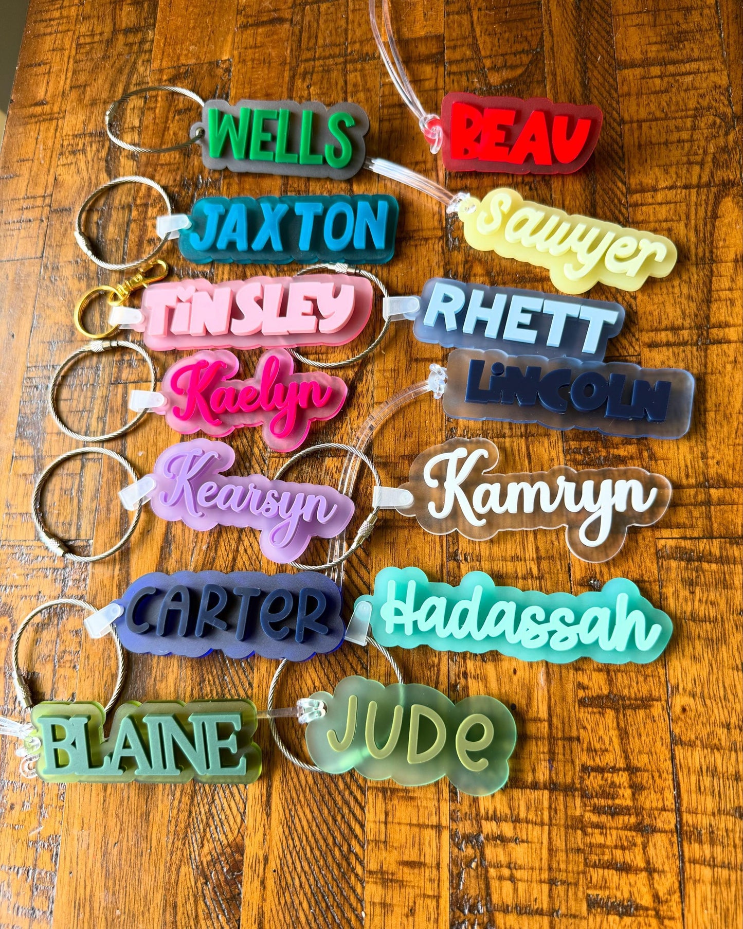Modern blue name bag tag, aesthetic name tag, Custom Transparent Acrylic Bag Tag – Personalized Name Tag for Backpacks, Sports Bags & Travel