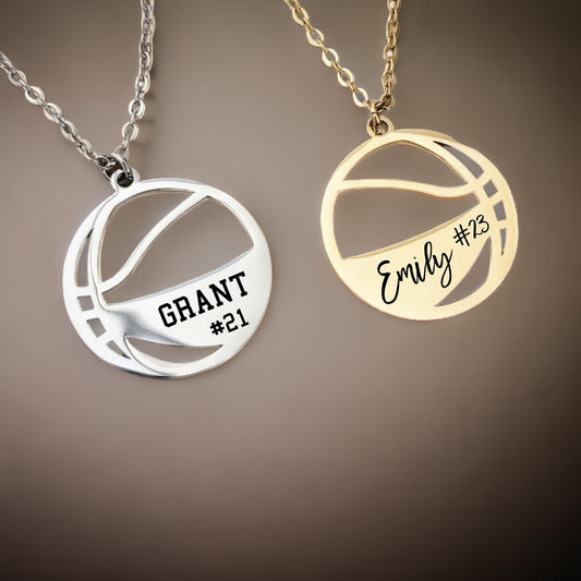 Engraved basketball necklace, basketball player necklace, basketball mom necklace, personalized basketball necklace, basketball gift