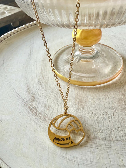 Engraved volleyball necklace, personalized volleyball necklace, custom volleyball jewelry, volleyball player gift, volleyball inspiration
