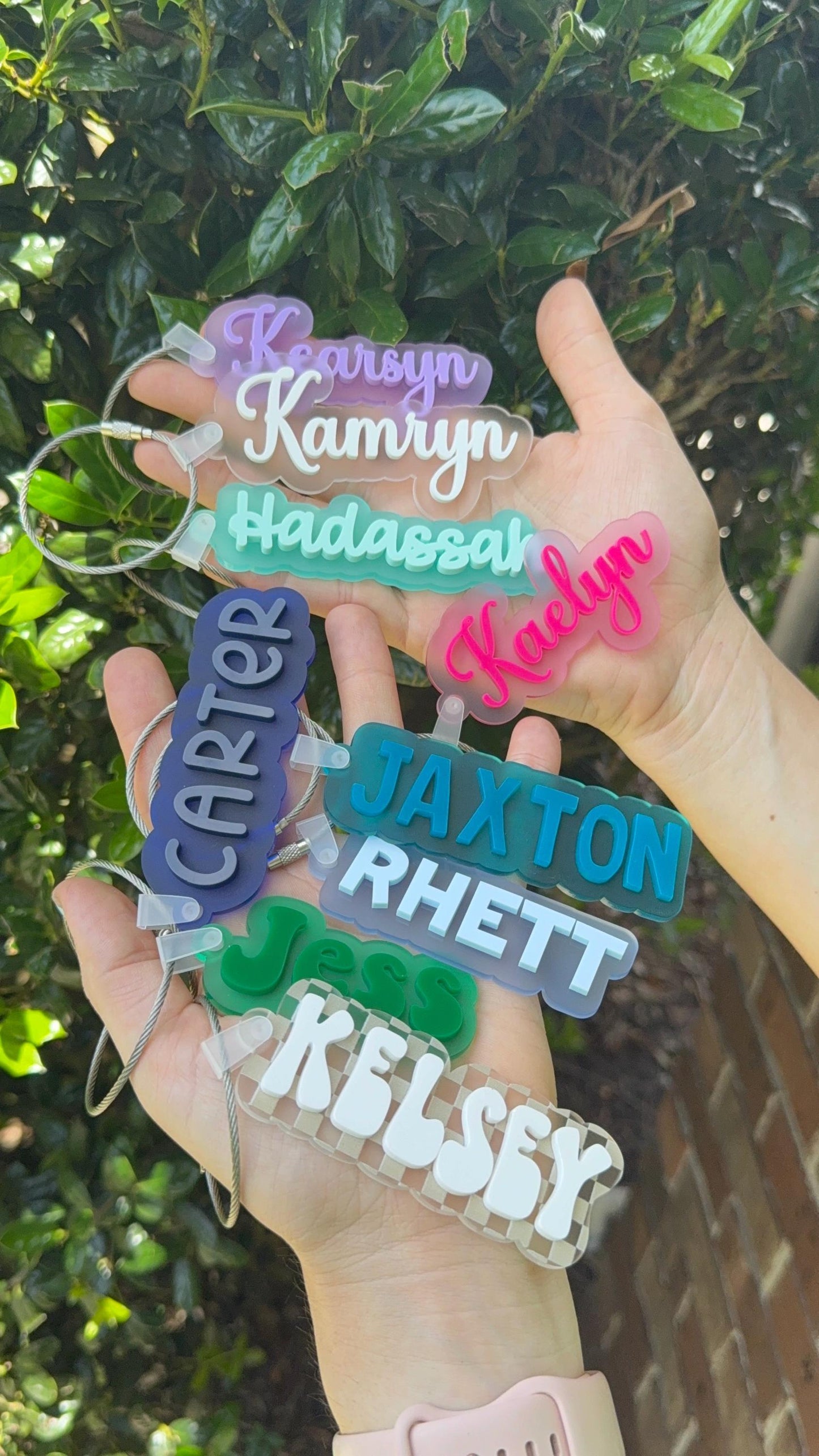 Modern blue name bag tag, aesthetic name tag, Custom Transparent Acrylic Bag Tag – Personalized Name Tag for Backpacks, Sports Bags & Travel