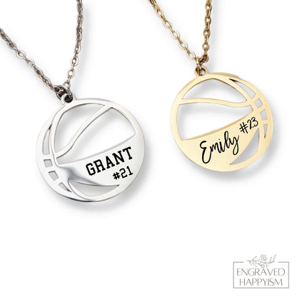 Engraved basketball necklace, basketball player necklace, basketball mom necklace, personalized basketball necklace, basketball gift