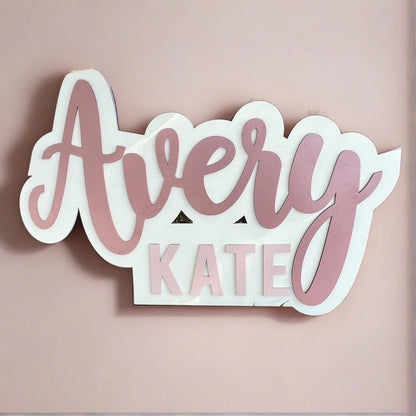 Outline First and middle name sign on stained background