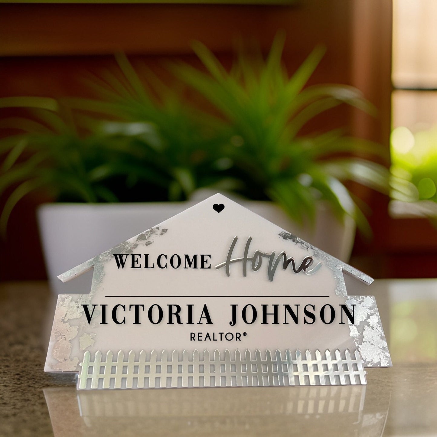 Welcome home closing sign Acrylic Real estate house closing sign with fence, just closed real estate sign, real estate agent sign