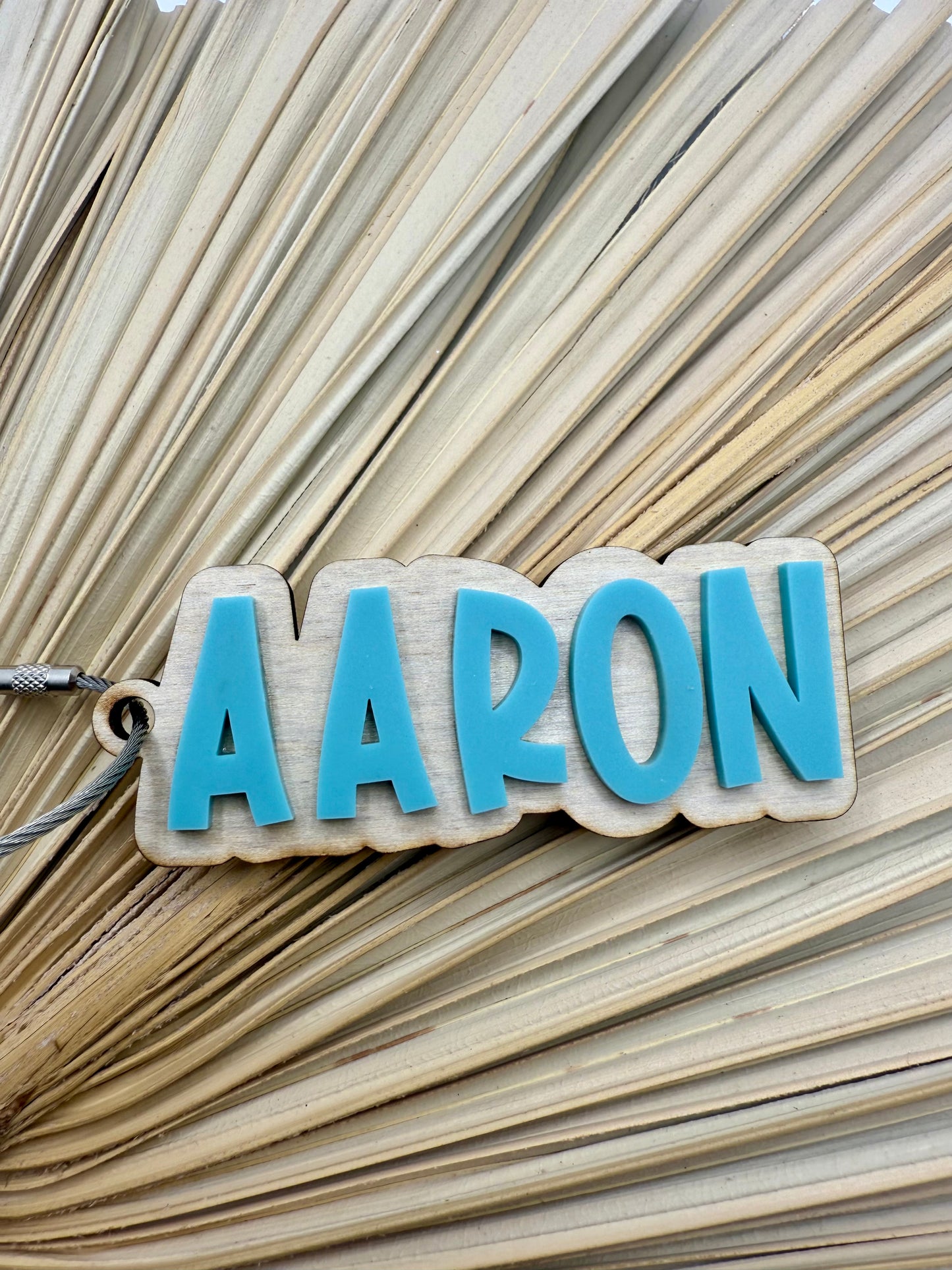 Rustic Wood Bag Tag | Personalized Acrylic Name Keychain
