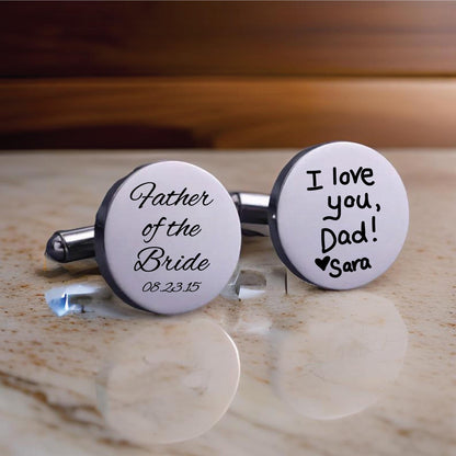 Custom Engraved Cufflinks for Groom | Personalized Text or Handwritten Message | Unique Groom Gift for Wedding Day