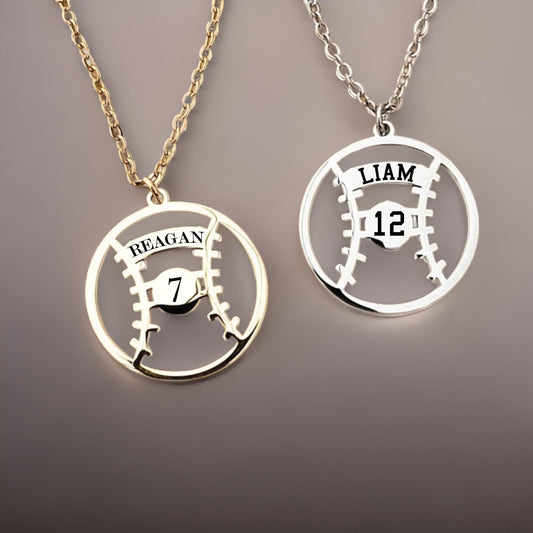 Engraved baseball necklace, engraved softball necklace, softball player necklace, baseball player necklace, baseball mom necklace