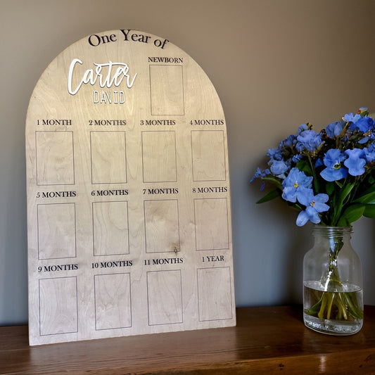 My First Year One Year of Photo Board Wooden Milestone Board 1st Birthday Milestone Board First Birthday Decorations 12 Months Photo