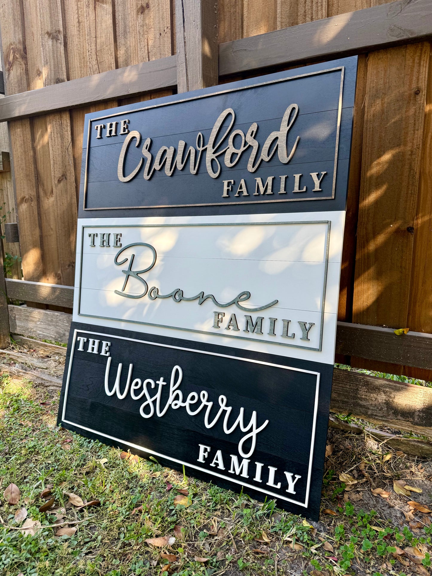 Custom Wooden Family Name Sign – 3D Layered Birch Wood | Multiple Sizes & Colors