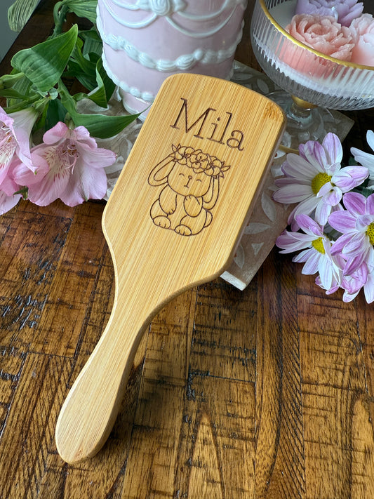 Personalized bamboo hair brush - Easter gift idea