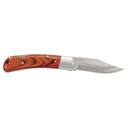 Personalized Wood Pocket Knife With Leather Sheath – Engraved Groomsman Knife – Custom Gift for Dad or Him – Bison River 4"