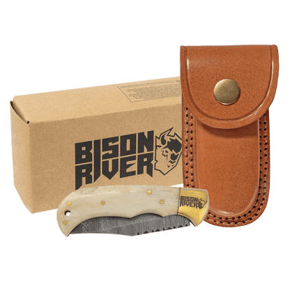 Personalized Wood Pocket Knife – Engraved Folding Knife – Custom Gift for Him, Dad or Groomsman – Bison River 3.5"