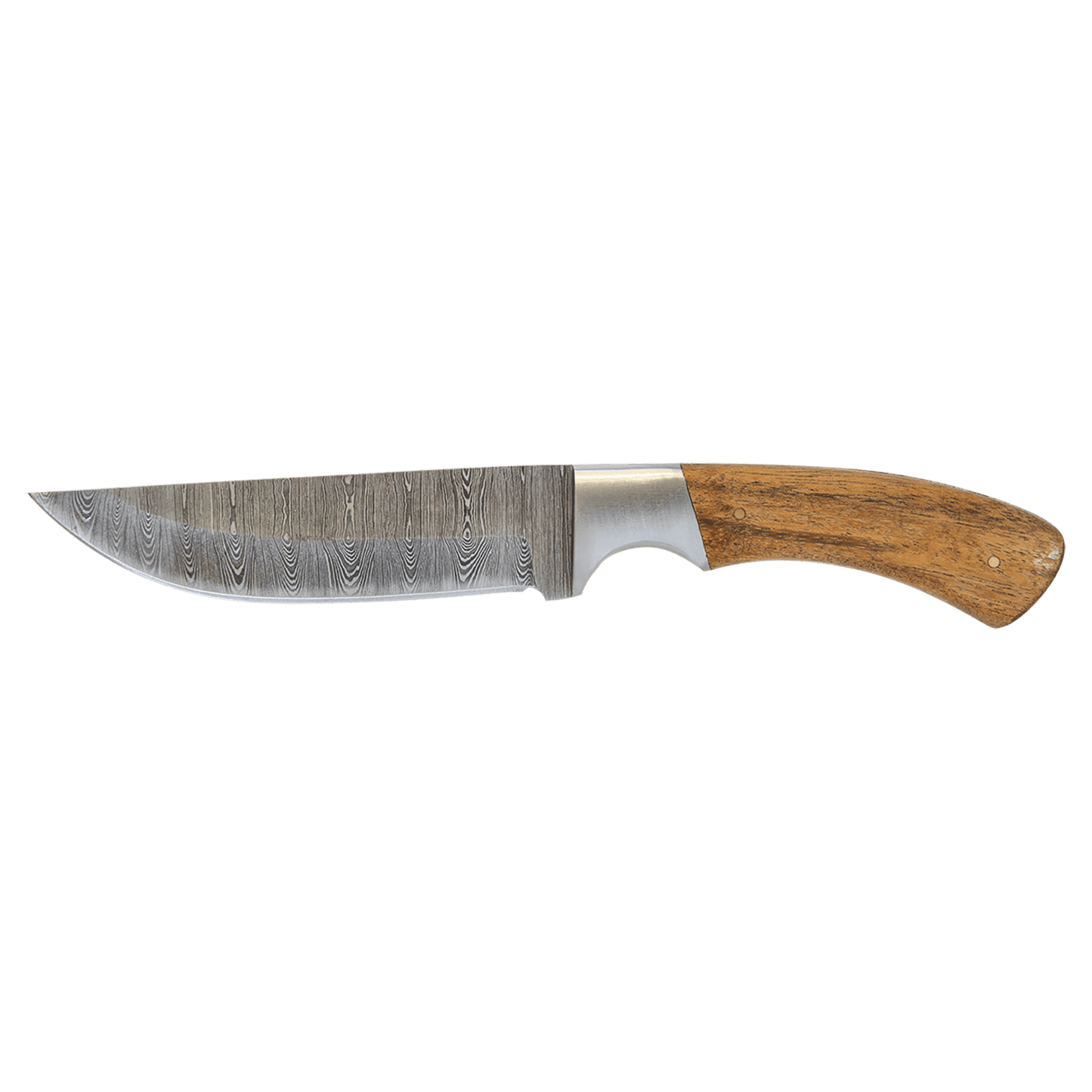 Personalized Damascus Fixed Blade Knife With Leather Sheath – Engraved Wood Hunting Knife – Outdoorsman Gift for Him