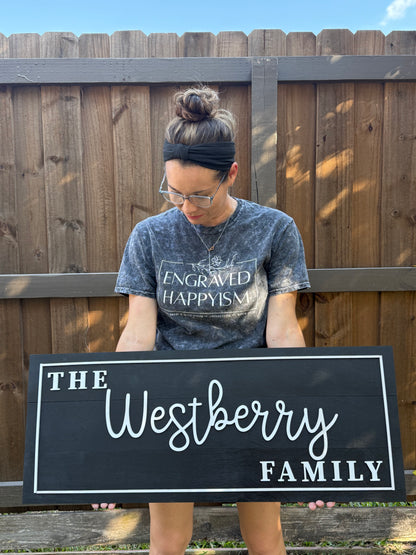 Custom Wooden Family Name Sign – 3D Layered Birch Wood | Multiple Sizes & Colors