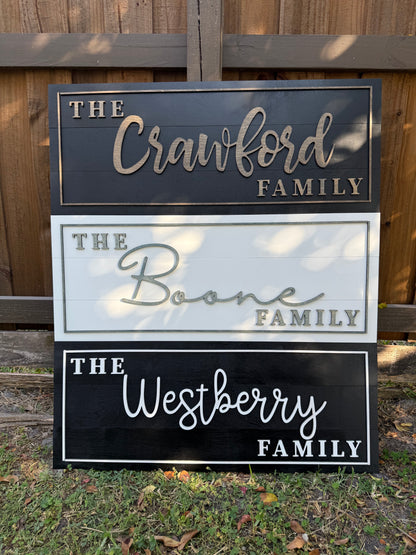 Custom Wooden Family Name Sign – 3D Layered Birch Wood | Multiple Sizes & Colors