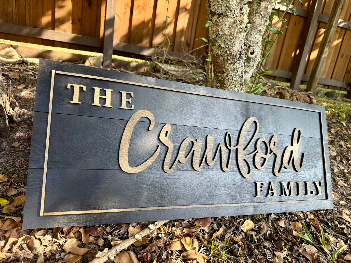Custom Wooden Family Name Sign – 3D Layered Birch Wood | Multiple Sizes & Colors