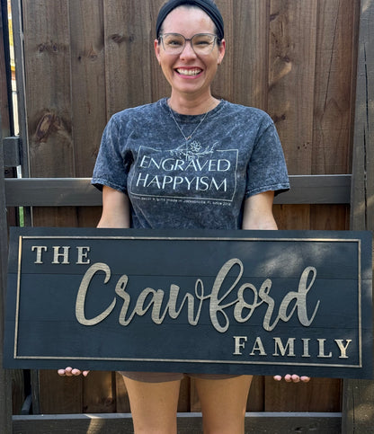 Custom Wooden Family Name Sign – 3D Layered Birch Wood | Multiple Sizes & Colors