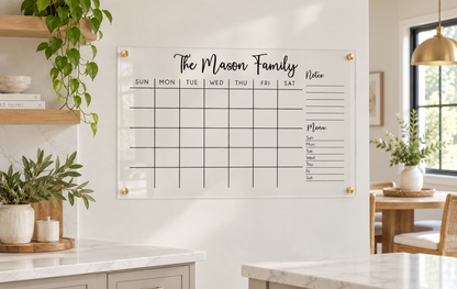 Monthly Acrylic Calendar with Menu + Notes section 2