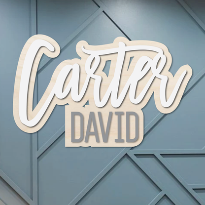 3D Outline First and middle name sign on stained background - Baby boy