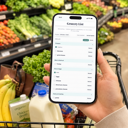 TapSake™ Smart Grocery List Magnet – Automatically Organized Digital Shopping List