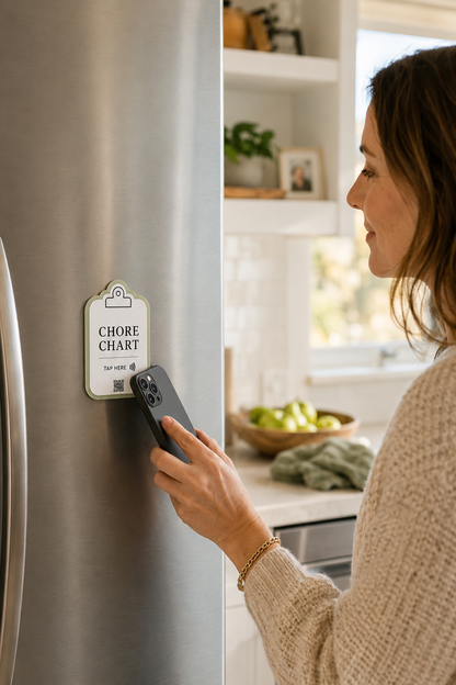 Smart Chore Chart for Kids | Tap or Scan NFC + QR Code | Reusable Acrylic Family Chore & Rewards Tracker