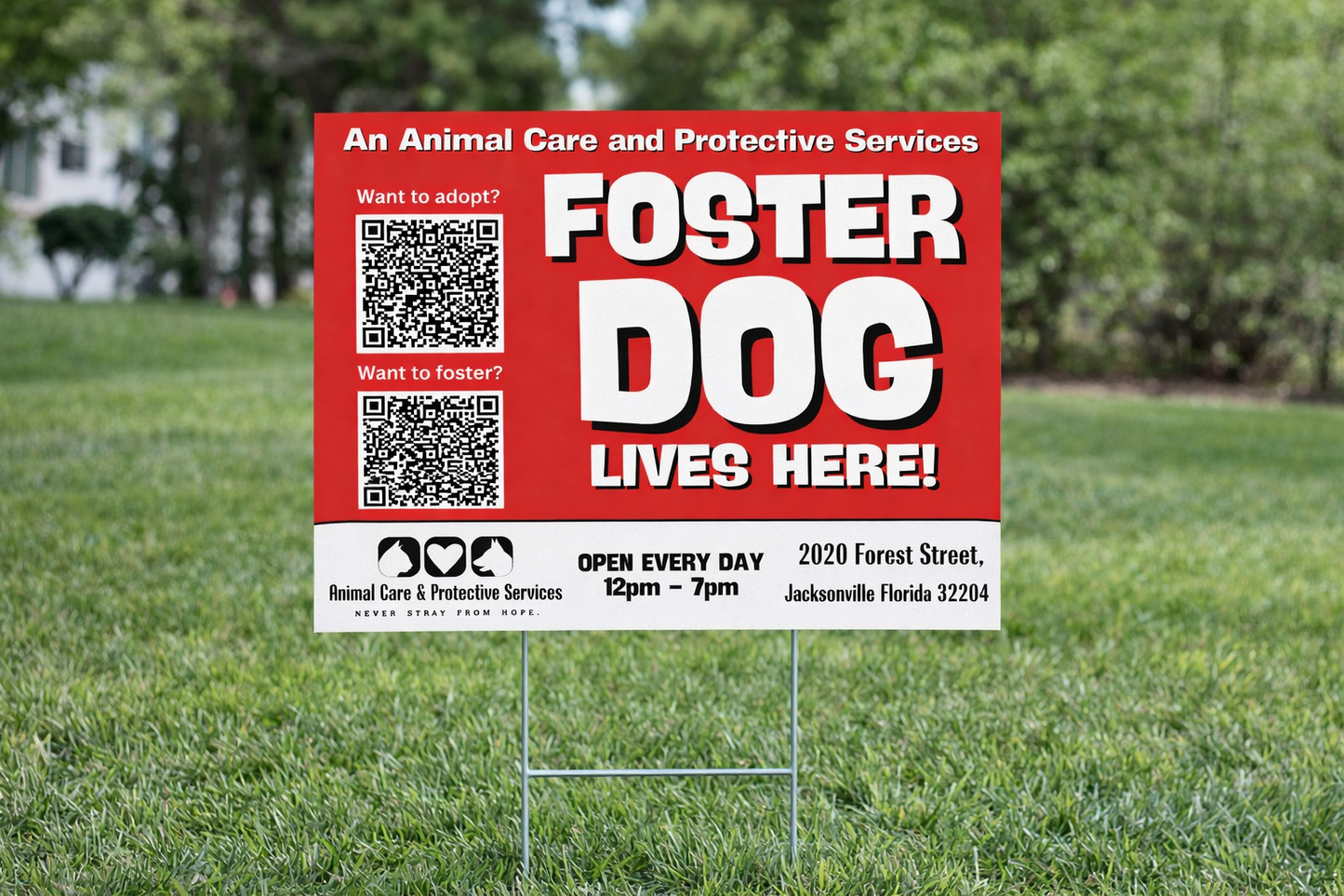 Animal Care & Protective Services Yard Sign